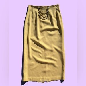 Gantos Canary Yellow Pencil Skirt w/ Gold Chains
Vintage 1980's
